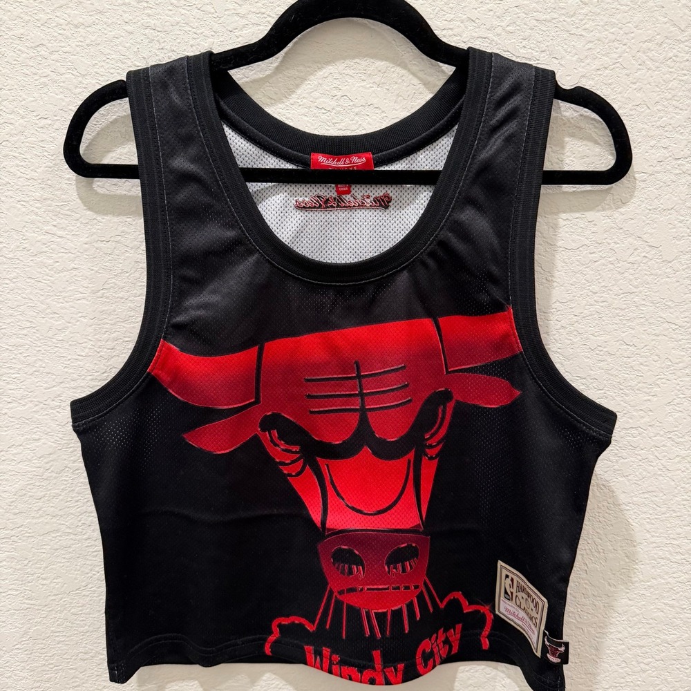 Mitchell & Ness Chicago Bulls Crop Top Tank Jersey Hardwood Classics Womens L